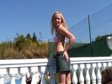 Blond teen gets fucked outdoor